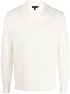 Theory polo-neck long-sleeve jumper - White