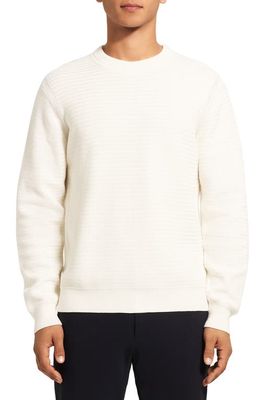 Theory Riland Organic Cotton Crewneck Sweater in Ivory