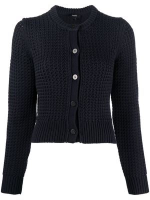 Theory round-neck button-up cardigan - Blue