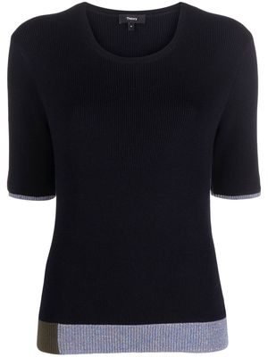 THEORY round-neck ribbed-knit top - Blue