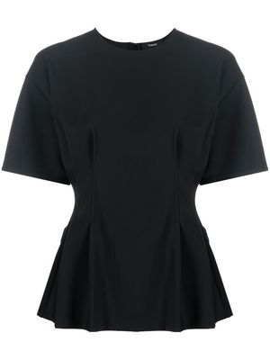 Theory ruched-detail peplum top - Black