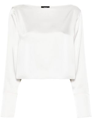 Theory satin cropped blouse - White
