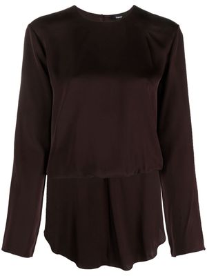 Theory satin silk-georgette cape blouse - Brown