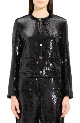 Theory Sequin Patch Pocket Jacket in Black
