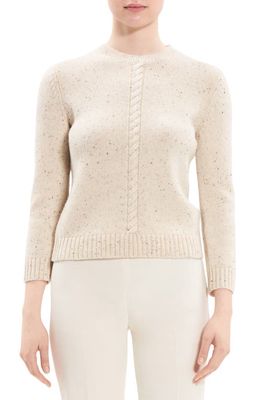 Theory Shrunken Wool & Cashmere Sweater in Cream Multi