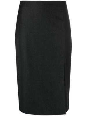 Theory side-slit virgin-wool pencil skirt - Grey