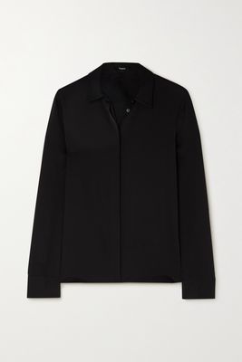 Theory - Silk-charmeuse Shirt - Black