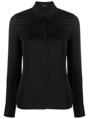 Theory silk concealed placket shirt - Black