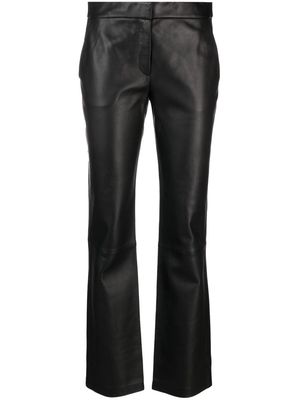 Theory straight-leg leather trousers - Black