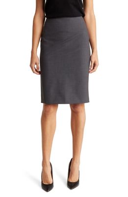 Theory Stretch Wool Pencil Skirt in Charcoal Melange
