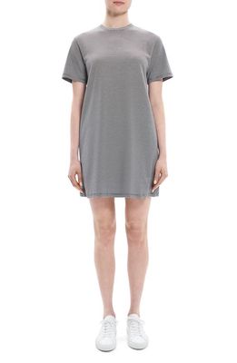 Theory Stripe Perfect T Supima Cotton T-Shirt Dress in Charcoal Multi