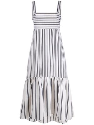 Theory stripe-print tie-back dress - White