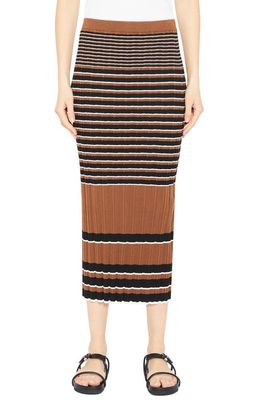 Theory Stripe Rib Sweater Skirt in Cedar/Black/Soap