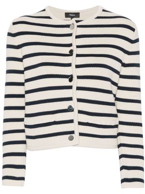 Theory striped cotton cardigan - Neutrals