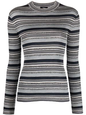 Theory striped crew-neck jumper - Blue