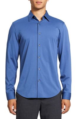 Theory Sylvain ND Structure Knit Button-Up Shirt in Atlantic - G80