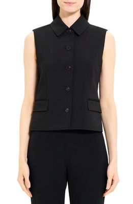 Theory Tailored Wool Blend Vest in Black