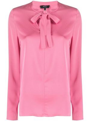 Theory tie-fastening silk blouse - Pink