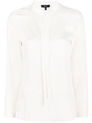 Theory tie-fastening silk blouse - White