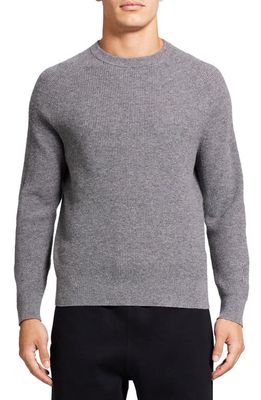 Theory Toby Thermal Wool Blend Sweater in Medium Grey Melange - Bv6