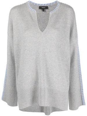 Theory tonal-stitch cashmere jumper - Grey