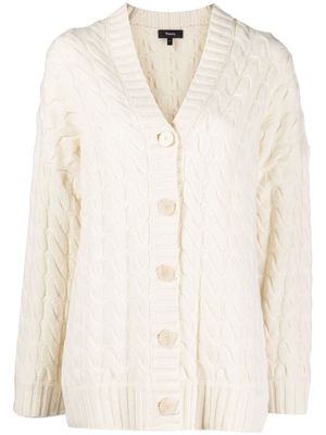 Theory V-neck cable-knit cardigan - White