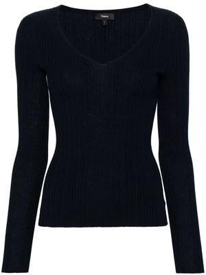 Theory V-neck rib knit top - Blue