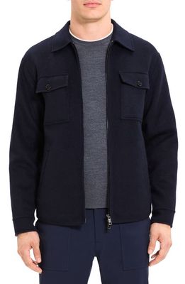 Theory Vena Wool & Cashmere Shirt Jacket in Baltic