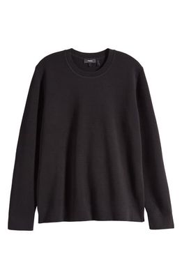 Theory Walton Marl Cotton Crewneck Sweater in Black