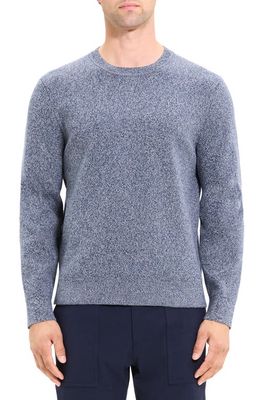 Theory Walton Marl Cotton Crewneck Sweater in Blueberry Grey Heather