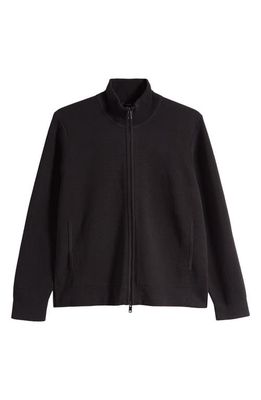 Theory Walton Marl Cotton Zip-Up Sweater in Black