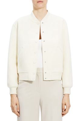 Theory Wool & Cashmere Bomber Jacket in Cream - C2W