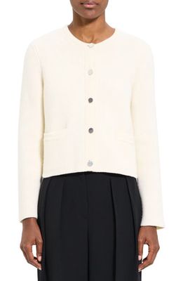 Theory Wool & Cashmere Cardigan Sweater in Ivory