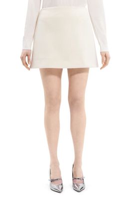 Theory Wool & Cashmere Miniskirt in Ivory