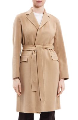 Theory Wool & Cashmere Wrap Coat in Palomino