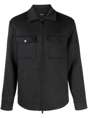Theory zip-up wool blend shirt jacket - Grey