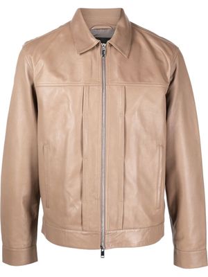 Theory zipped leather jacket - Neutrals