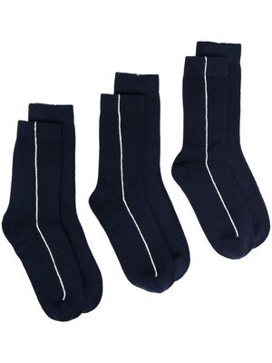 There Was One 3 pack stripe detail socks - Blue