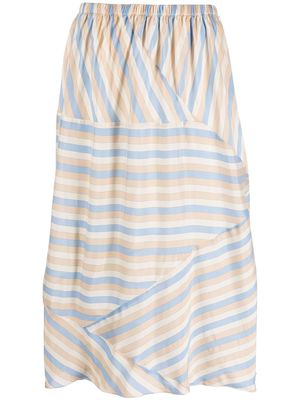 There Was One A-line patchwork-stripe midi skirt - Neutrals