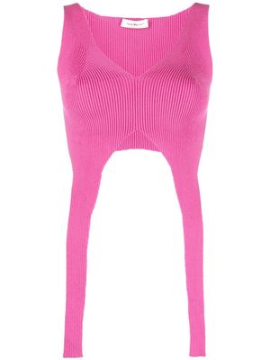 There Was One asymmetric knitted cropped top - Pink