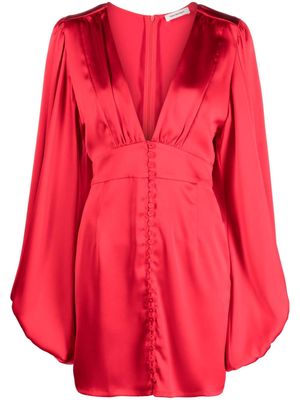 There Was One balloon-sleeve satin minidress - Red