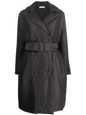 There Was One belted puffer coat - Black