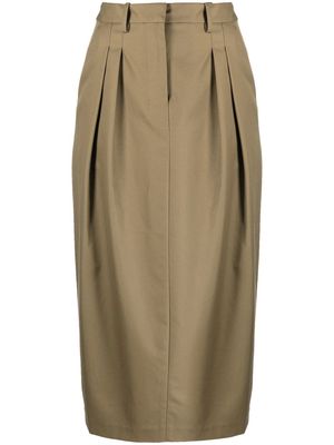 There Was One box-pleat midi skirt - Green