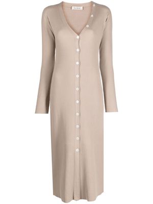 There Was One button-up ribbed-knit dress - Neutrals
