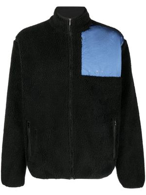 There Was One chest-pocket sherpa track jacket - Black