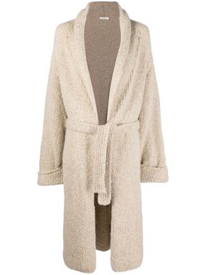 There Was One chunky-knit belted cardi-coat - Neutrals