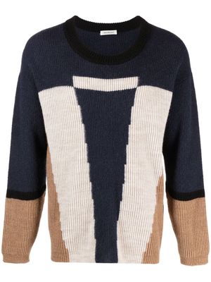 There Was One colour-block intarsia jumper - Blue