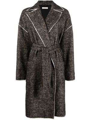 There Was One contrast-trim belted coat - Black