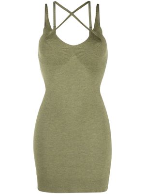 There Was One crossover-strap knitted minidress - Green