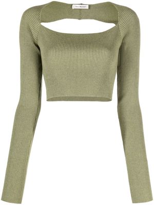 There Was One cut-out knitted cropped top - Green